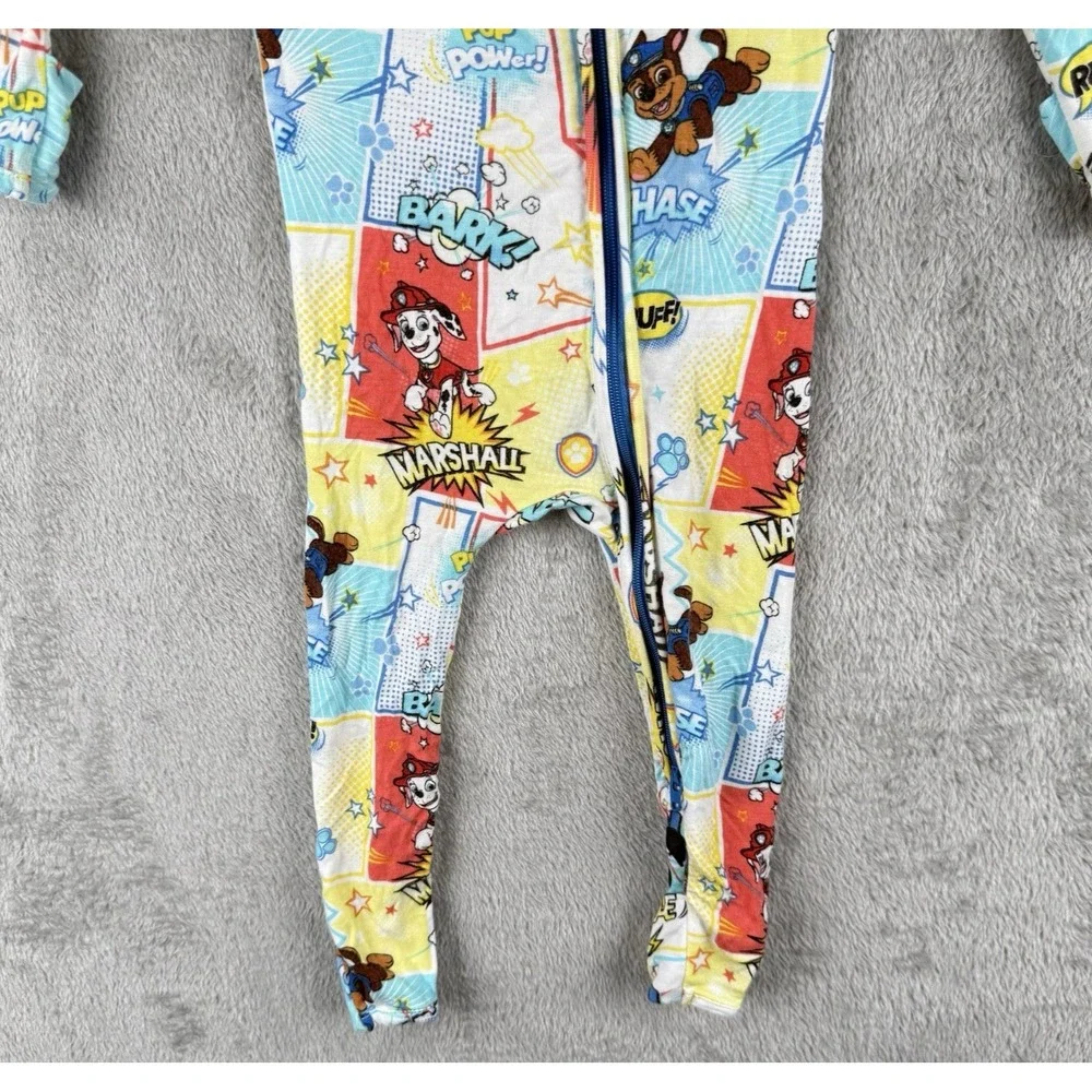 Bellabu Bear Pajamas Baby Boys 3-6 Months Paw Patrol Bamboo One Piece‎ Full Zip